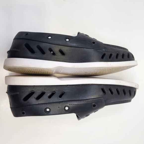 Sperry AO Float Boat Shoes Unisex Black White Rubber Men 8 Women 10 Slip On - Picture 7 of 8